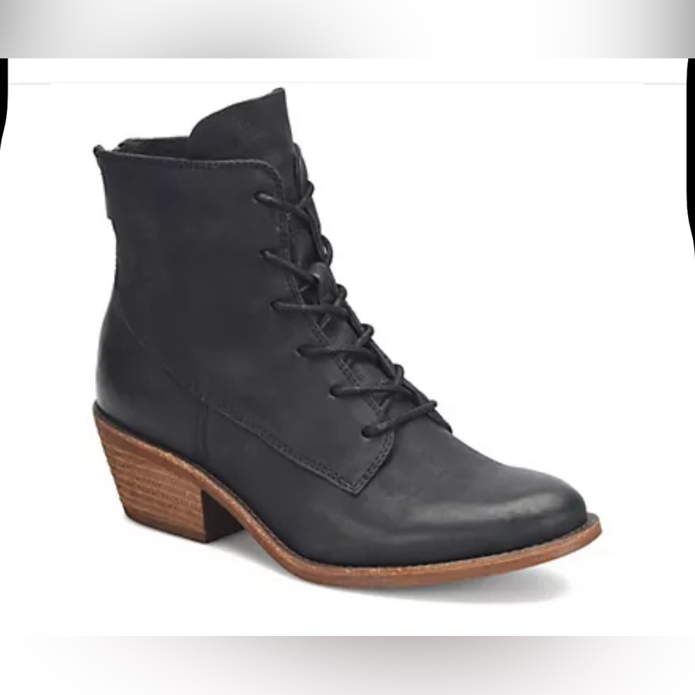 Sofft Annalise Sky Navy Lace Up Boots with Brown Heel